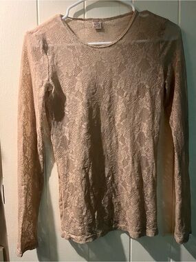 Only Hearts Nude Lace Stretch Top